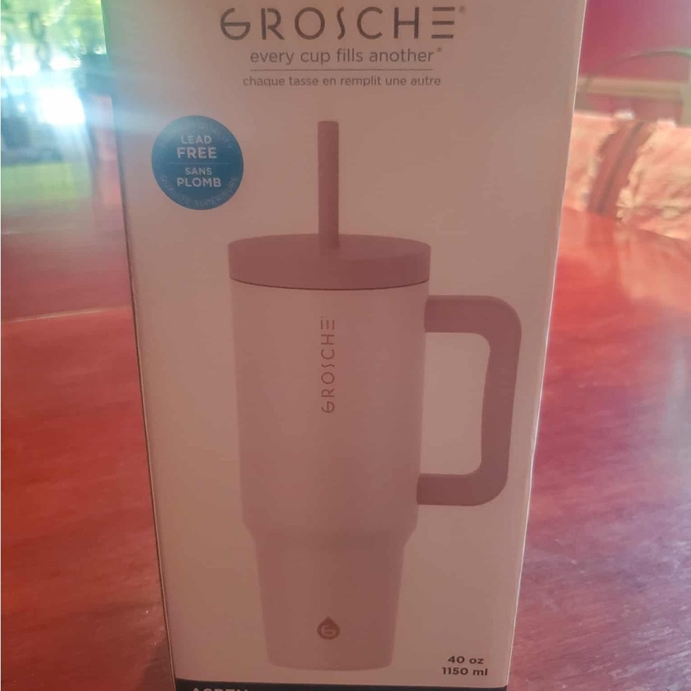 Grosche Pink Tumbler with Straw BRAND NEW